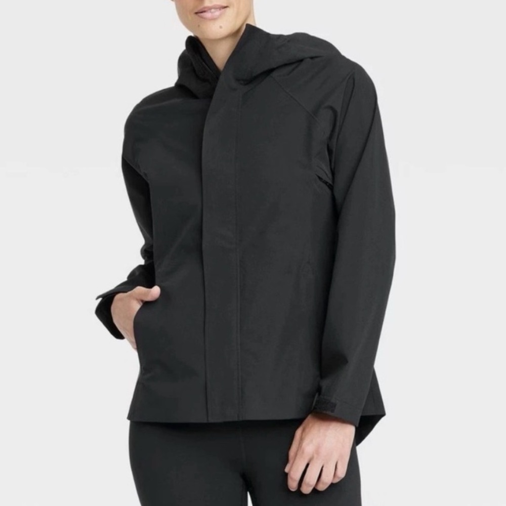 All in Motion Black Waterproof Shell Anorak Jacket Raincoat